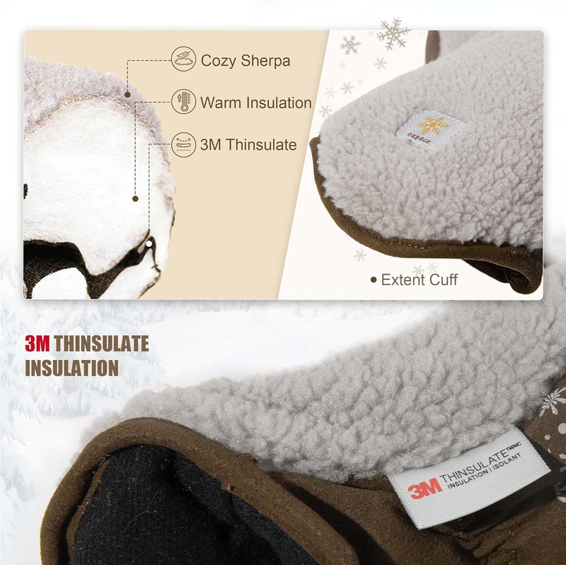 EZPACE Store Women's Sherpa Mitten Warm Fleece Gloves for Cold Weather Winter - Image 3